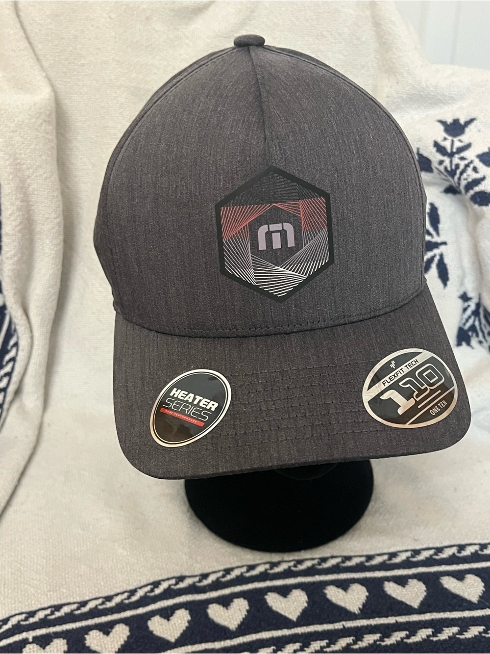 TravisMathew Men's Gray Performance Cap with Hex Logo